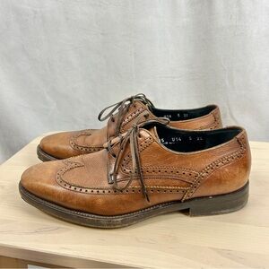 SALVATORE FERRAGAMO Leather Wingtip Lace Up Oxford Brogue Men's Size‎ 5 Brown